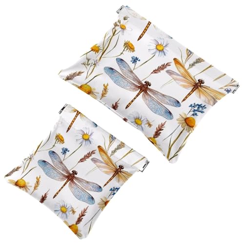 Tasche Kosmetiktasche Squeeze Top, Doodle Blumen Blätter Kräuter Beeren und Zweige Muster Wasserdichte Reise Make-Up Tasche für Geldbörse, Tragbare Mini Make-Up Beutel Kein Reißverschluss für Frauen, von Generic