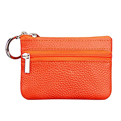 Taschen Ledermünze für Frauen Geldbörse mit Reißverschluss Geldbörse Zwei Geldbörsen Damen Eva (Orange, One Size) von Generic