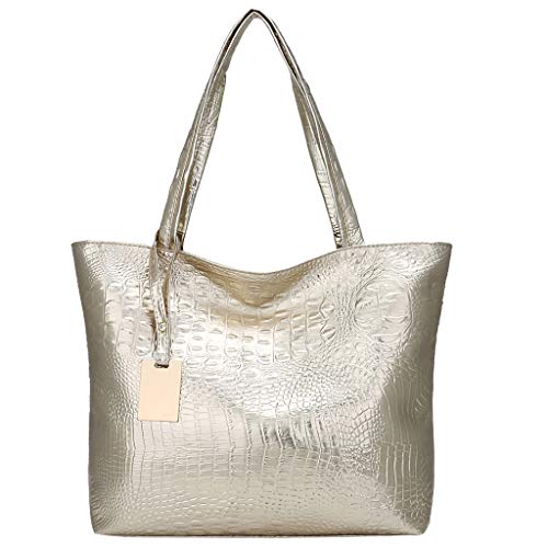 Taschen Schwarz Damen Groß Frauen Kapazität Taschen Frauen solide tote Schulter Mode große Handtasche uzierte Taschen (Gold, One Size) von Generic