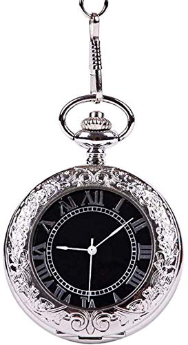 Taschenuhr Antike mechanische Taschenuhr Punk Mechanische Skelett Taschenuhr mit Kette als Valentinstag Unisex Einfache Retro mechanische Uhr, Größe: 4,7 x 1,5 cm, Farbe: Silber von Generic