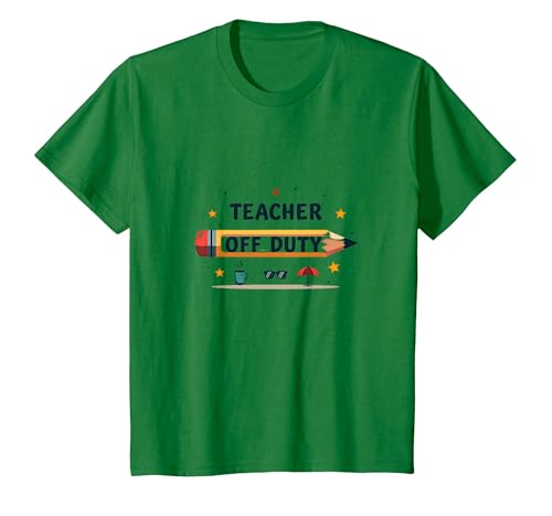 Teacher Off Duty - Unterhaltsamer Urlaub für Pädagogen, Lehrer T-Shirt, Kinder, Dunkelgrün, 152 von Generic