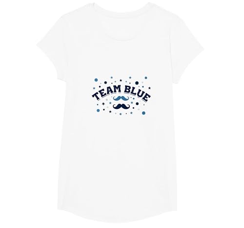 Team Blue Schnurrbart Babyparty Feier T-Shirt, Girls, Weiß, XS Team Blue Schnurrbart Babyparty Feier T-Shirt, Girls, Weiß, XS von Generic