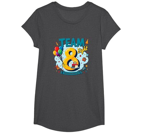 Team Eight: Geschenkausgabe zum Geburtstag von 8 Jahren T-Shirt, Girls, Anthrazit Meliert, S von Generic