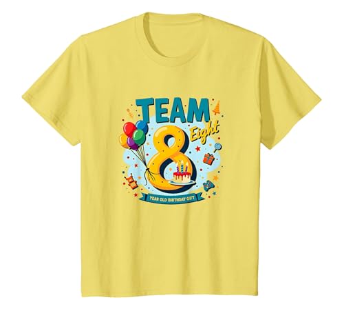 Team Eight: Geschenkausgabe zum Geburtstag von 8 Jahren T-Shirt, Kinder, Gelb, 92 von Generic