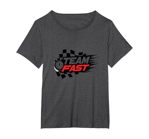Team Fast Racing Enthusiasten Speedway Motiv T-Shirt, Damen Große Größen, Anthrazit Meliert, 4X von Generic