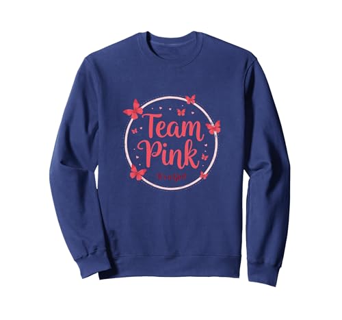 Team Pink It's a Girl Baby Shower Butterfly Celebration Sweatshirt, Unisex für Erwachsene, Marineblau, XXL von Generic
