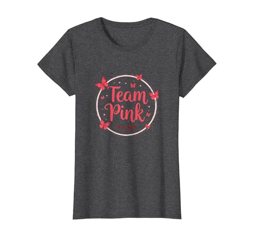 Team Pink It's a Girl Baby Shower Butterfly Celebration T-Shirt, Damen, Anthrazit Meliert, 3XL von Generic