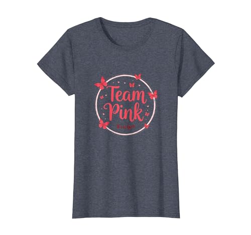 Team Pink It's a Girl Baby Shower Butterfly Celebration T-Shirt, Damen, Blau Meliert, XS Team Pink It's a Girl Baby Shower Butterfly Celebration T-Shirt, Damen, Blau Meliert, XS von Generic