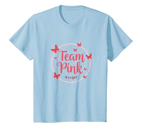 Team Pink It's a Girl Baby Shower Butterfly Celebration T-Shirt, Kinder, Himmelblau, 152 von Generic