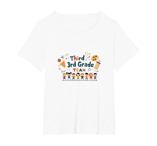 Team School Spirit Classroom Unity in der dritten Klasse T-Shirt, Damen Große Größen, Weiß, 4X von Generic
