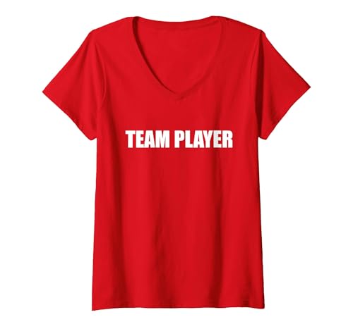 Teamplayer T-Shirt mit V-Ausschnitt, Damen, Rot, L von Generic