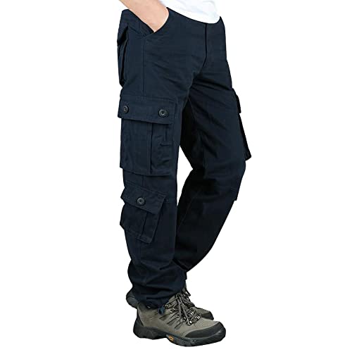 Techwear Herren Lang Wanderhose Cargohose Für Slim Fit Sommer Hose Stretch Arbeitshose Weiße Yogahose Joginghossemänner Sportbekleidung Leinenhose Hosen L-Blau XXL 5091 von Generic