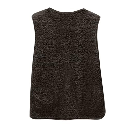 Teddy Weste Damen Ärmellos Fleecejacke Herbst Winter Knöpfen V-Ausschnitt Teddyfleece Jacke Outdoor Warm Teddyweste Strickweste mit Taschen,Braun,L Teddy Weste Damen Ärmellos Fleecejacke Herbst Winter Knöpfen V-Ausschnitt Teddyfleece Jacke Outdoor Warm Teddyweste Strickweste mit Taschen,Braun,L von Generic