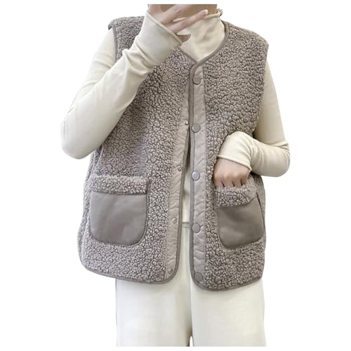 Teddy Weste Damen Ärmellos Teddyfleece Jacke Fleece Winterweste Winter Einfarbig Damenwesten Warme Fleeceweste Kurz Teddyjacke Plüsch Westen Plüschweste Übergangsjacke Mantel Leicht Thermoweste von Generic