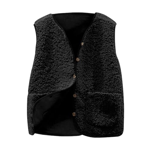 Teddyweste Damen Kurze Lässiges V-Ausschnitt Fleeceweste Einfarbig Plüschweste Knöpfe Übergangsweste Mit Taschen Lockerer Autumn Winter Weste Bequem Ärmellose Jacke Für Frauen Outdoorjacke Teddyweste Damen Kurze Lässiges V-Ausschnitt Fleeceweste Einfarbig Plüschweste Knöpfe Übergangsweste Mit Taschen Lockerer Autumn Winter Weste Bequem Ärmellose Jacke Für Frauen Outdoorjacke von Generic