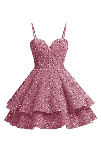 Teens Glitzernde Pailletten Ballkleider Spaghetti-Träger Korsett Glitzernde gestreifte Abschlussballparty Cocktailkleid Dusty Rose 6XL Teens Glitzernde Pailletten Ballkleider Spaghetti-Träger Korsett Glitzernde gestreifte Abschlussballparty Cocktailkleid Dusty Rose 6XL von Generic