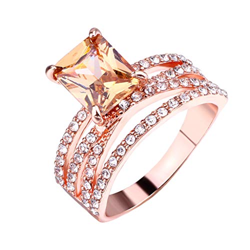 Temperament Diamant Rose Einfacher Schmuck Geometrisch Gold Ring Ringe Tinge, rose gold, 32 von Generic