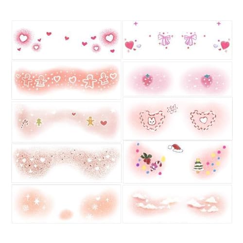 Temporäre Gesichtsaufkleber, Gesichtsaufkleber zum Basteln, 10 x temporäres Weihnachts-Make-up, wasserdicht, niedliche Gesichts-Make-up-Aufkleber, Party-Make-up-Zubehör von Generic