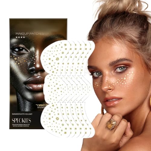 Temporäre goldene Gesichtsaufkleber: gesprenkelte Gesichtsaufkleber, Glitzer-Make-up-Patches | Glitzernde Aufkleber für Festivals, Weihnachts-Gesichtskunst, Make-up-Tropfen-Patches c von Generic