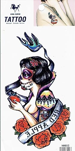 Temporäres Tattoo: Exotisches Mexikanisches Frauen-Motiv mit bunten Äpfeln - Größe des Bogens 16x10 cm (ca. 6,3x3,9 Zoll) für einzigartige Körperkunst von Generic