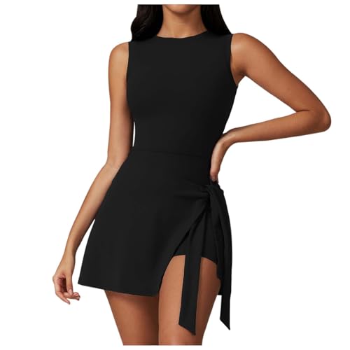 Tenniskleid Damen mit Hose Drunter Sommer Ärmellos Kurz Jumpsuit Kleid Workout Sport Gym Fitness Sportkleid Tenniskleid Damen mit Hose Drunter Sommer Ärmellos Kurz Jumpsuit Kleid Workout Sport Gym Fitness Sportkleid von Generic