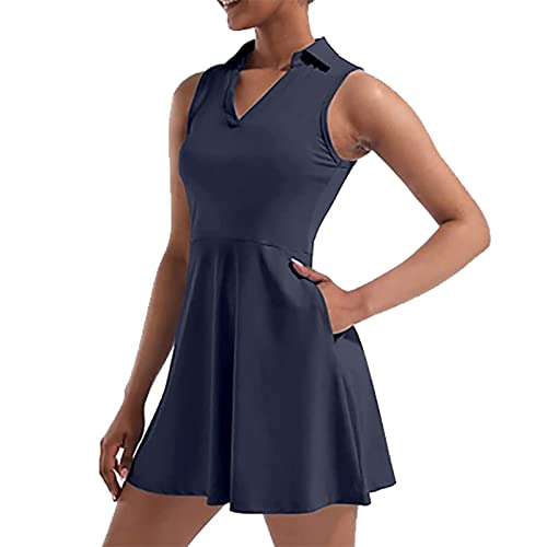 Tenniskleid für Damen, Tennis-Golfkleider mit integrierten Shorts und Taschen für ärmelloses Workout und sportliche Kleider Kleid von Generic
