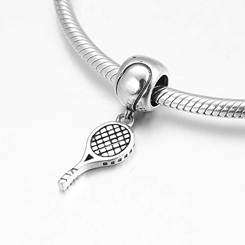 Tennisschläger-Anhänger 925er Sterlingsilber, feine Perlen für die Herstellung von Armbändern, Halsketten und Schmuck, modische Charm-Perlen-Accessoires von Generic