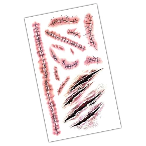 Terror-Halloween-Gesichtsaufkleber – Wasserfeste, Langlebige, Realistische Aufkleber | Halloween-Terror-Aufkleber | Simulation, Körper-Make-up-Dekoration | Gesichtsaufkleber, Streich-Requisiten Für Ha von Generic
