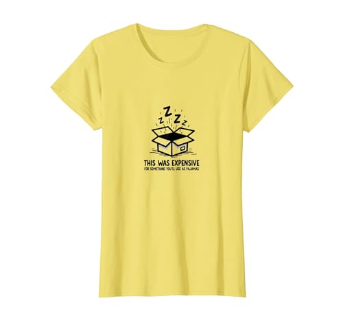 Teurer Schlafanzug Humor: Sleepy Box Graphic T-Shirt, Damen, Gelb, XS von Generic