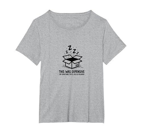 Teurer Schlafanzug Humor: Sleepy Box Graphic T-Shirt, Damen Große Größen, Grau Meliert, 5X von Generic