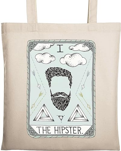 The Hipster Funny Tarot Card Parody Tragetasche aus natürlicher ökologischer Baumwolle Beige One Size von Generic