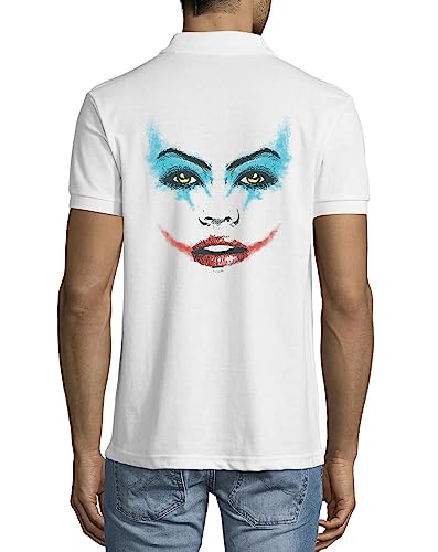 The Joker Inspired Woman Make Up Polo-T-Shirt aus Baumwolle für Herren Weiß X-Large von Generic