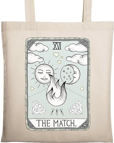 The Match Funny Tarot Card Parody Tragetasche aus natürlicher ökologischer Baumwolle Beige One Size von Generic