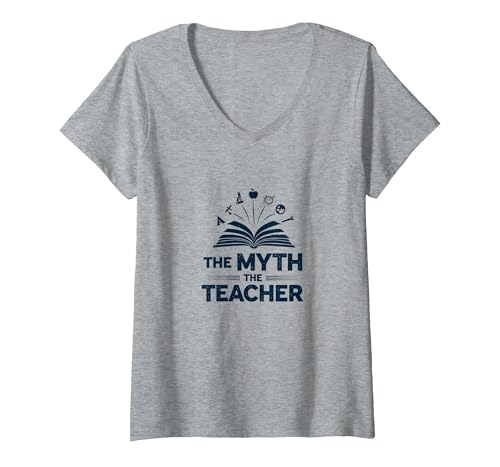 The Myth The Legend Humor-Geschenk für Herren von Teachers T-Shirt mit V-Ausschnitt, Damen, Grau Meliert, S von Generic
