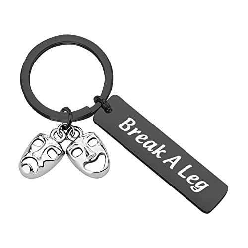 Theater Schmuck Theater Drama Geschenk Break A Leg Schlüsselanhänger Drama Maske Armband Schmuck Tragödie und Komödie Schmuck, 5*1.2, Edelstahl von Generic
