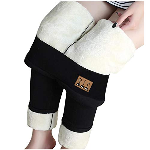 Thermo Leggings Damen High Waist Lange Sportleggins Gefüttert Leggings Fleece Gefüttert Winter Strumpfhose Blickdicht Warme Plüschstrümpfe Thermostrumpfhosen Yogahose Laufhose (Black-b, L) von Generic