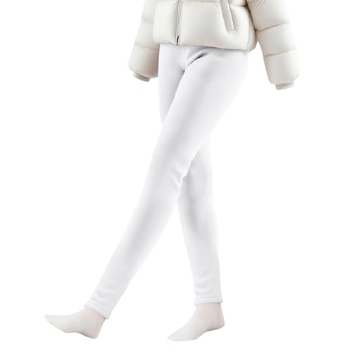 Thermo Leggings Mädchen Gefütterte Winter Leggins mit Fleece Dicke Thermohose Kinder Sport Thermoleggings High Waist Thermounterwäsche mit Gummizug Lang Thermoleggins Warm Hose (White, 4-5 Years) von Generic