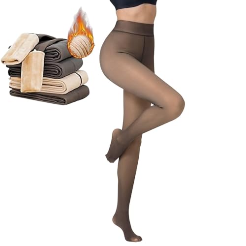 Thermo Strumpfhose Damen, Strumpfhose Gefüttert Shape Strumpfhosen Damen Blickdicht Gefütterte Warme Leggings High Waist Thermo Hautfarbe Hautfarben Sexy Strumpfhosen Für Damen(Kaffee,L-XL) von Generic