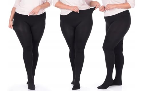 Thermo Strumpfhose Fleece gefüttert Mädchen Damen Winter isoliert schwarz mit Kamelwolle Strumpfhose bis -30 C Bauchweg warme Leggings Größe 3XL-6XL Übergröße, Schwarz , 3XL-6XL Plus von Generic