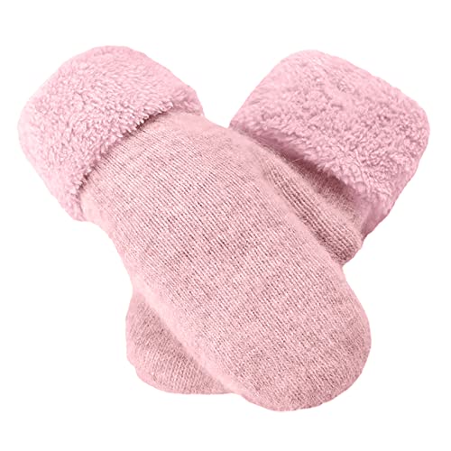 Thermohandschuhe für Damen, Winterhandschuhe, warme Handschuhe, mit Fleece gefütterte Strickhandschuhe, elastische Bündchen, gestrickte, warm gefütterte Handschuhe Winterhandschuhe (Pink, One Size) von Generic