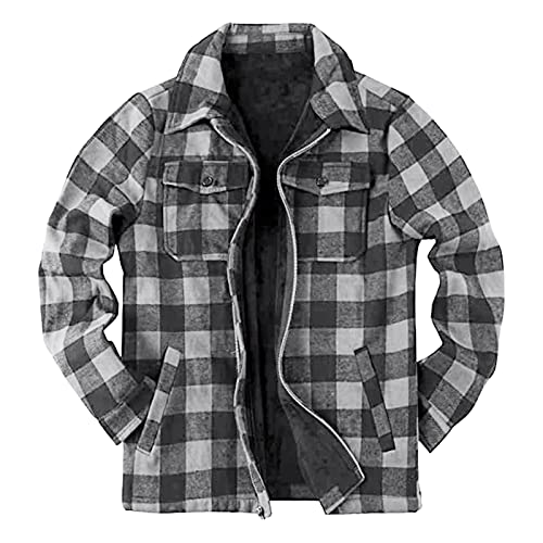 Thermohemd Herren Wattiert Flanellhemd Warm Winter Hemdjacke Hoodie Weich Kariert Holzfällerjacke Übergangsjacke Basic von Generic