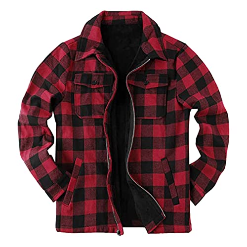 Thermohemd Herren Wattiert Flanellhemd Warm Winter Hemdjacke Hoodie Weich Kariert Holzfällerjacke Übergangsjacke Basic von Generic