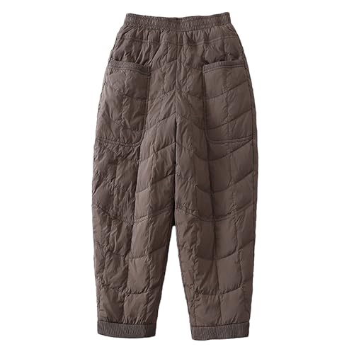 Thermohose Damen Gummizug Warm - Winterhose Mit Tasche Weites Bein Freizeithose Gesteppt Haremshosen Elastische Taille Thermohosen Leicht Sporthose Winddicht Warm Outdoorhose von Generic
