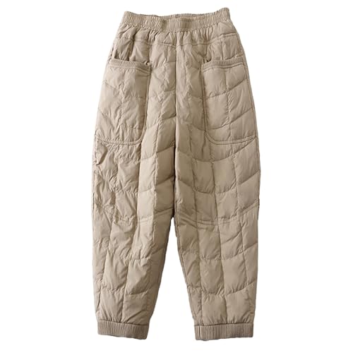 Thermohose Damen Gummizug Warm - Winterhose Mit Tasche Weites Bein Freizeithose Gesteppt Haremshosen Elastische Taille Thermohosen Leicht Sporthose Winddicht Warm Outdoorhose von Generic