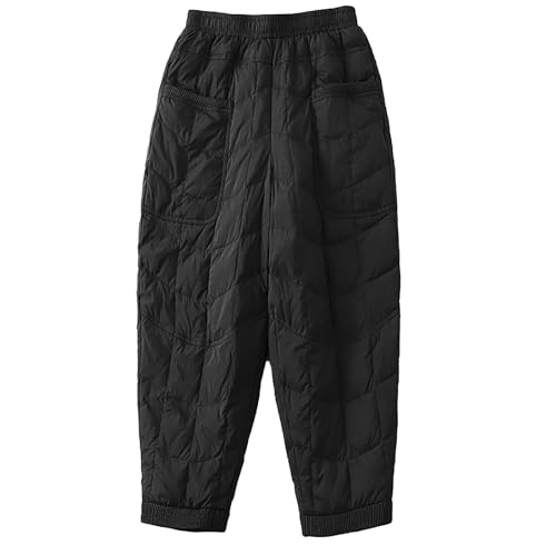 Thermohose Damen Gummizug Warm - Winterhose Mit Tasche Weites Bein Freizeithose Gesteppt Haremshosen Elastische Taille Thermohosen Leicht Sporthose Winddicht Warm Outdoorhose von Generic