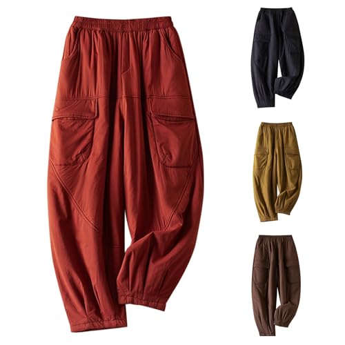 Thermohose Damen Winter Große Größen - Haremshose Damen Baumwolle Winter - High Waist Warme Winterhose Winter Fleecehose Freizeithose Sweathose Taille Stepphose Schneehose Daunenhose von Generic