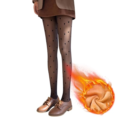 Thermostrumpfhose Damen Fleece Gefüttert Strumpfhosen Punkte Druck Plüschstrümpfe Gefälschte Durchscheinend Strumpfhose Thermo Leggings Winter Pantyhose Tights High Waist Warme (1-Grey-220G, one size) von Generic