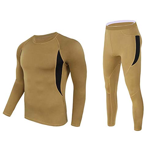 Thermounterwäsche Herren,Men's Thermal Underwear Set, Skiunterwäsche Winter Thermowäsche Set, Lange Funktionsunterwäsche Set, Herren Winter Thermounterwäsche für Workout (Braun, L) von Generic