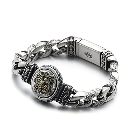 Tibetisch-buddhistisches Vajra-Armband, Herren-S925-Sterlingsilber, Vintage-Vajra-Armband, Silber, 18 cm von Generic