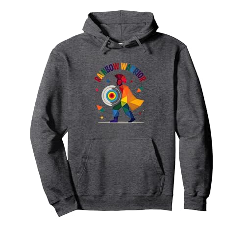 Tie Dye Rainbow Warrior: Bunte Herren Pride Grafik Pullover Hoodie, Unisex für Erwachsene, Anthrazit Meliert, M von Generic
